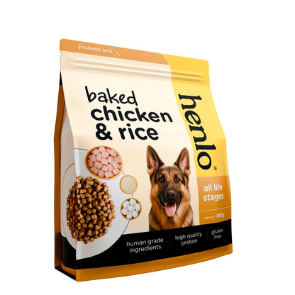 Henlo Baked Chicken & Rice Dry Dog Food | 100% Human Grade Ingredients | 800G | Dry Food for Adult Dogs & Puppies