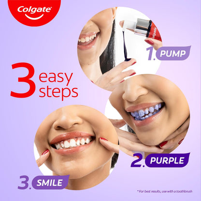 Colgate Visible White Purple Toothpaste (100g+20g) + Colgate Visible White Purple Teeth Whitening Serum, 40ml
