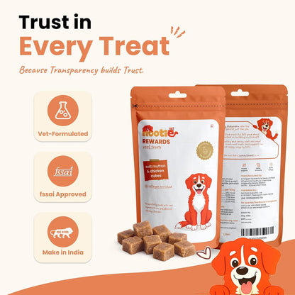 Nootie Rewards Soft Mutton & Chicken Cubes for Dogs 50g | Dog Treats