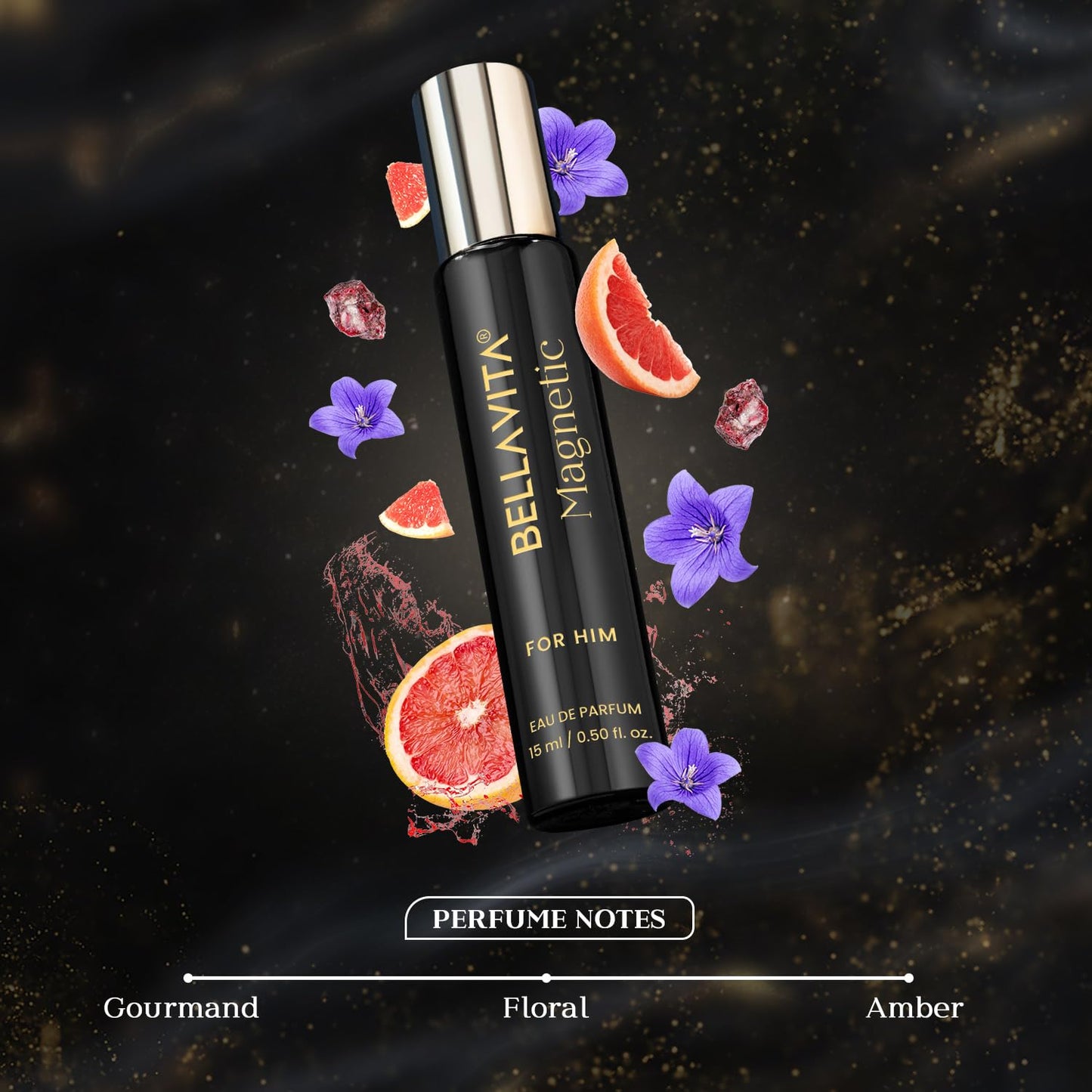 BELLAVITA Mood Collection Magnetic EDP for Him with Grapefruit, Jasmine and Vanilla |Premium, Long Lasting Fragrance Perfume for Men, 15ml