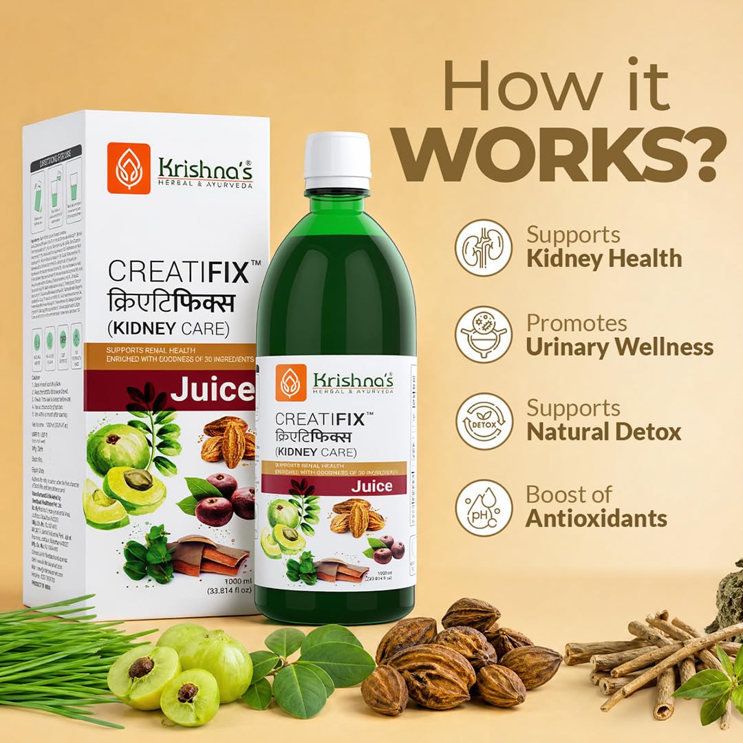 Krishna's Creatifix Juice – 1000 ml | For Healthy Kidneys & Renal Support | Enriched with 30 Ayurvedic Herbs | Supports Kidney Care & Detox | Herbal & Ayurveda Formula