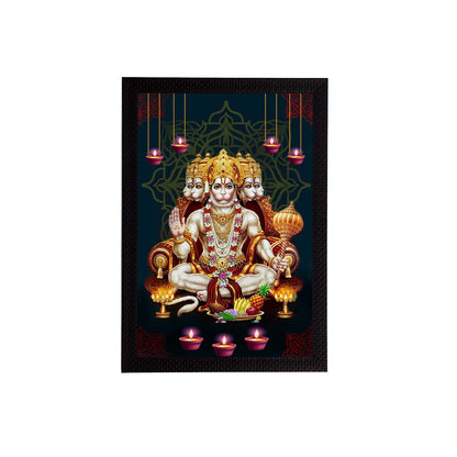 Panch Mukhi Lord Hanuman Satin Matt Texture Uv Art Painting, 25 Cm, Engineered Wood