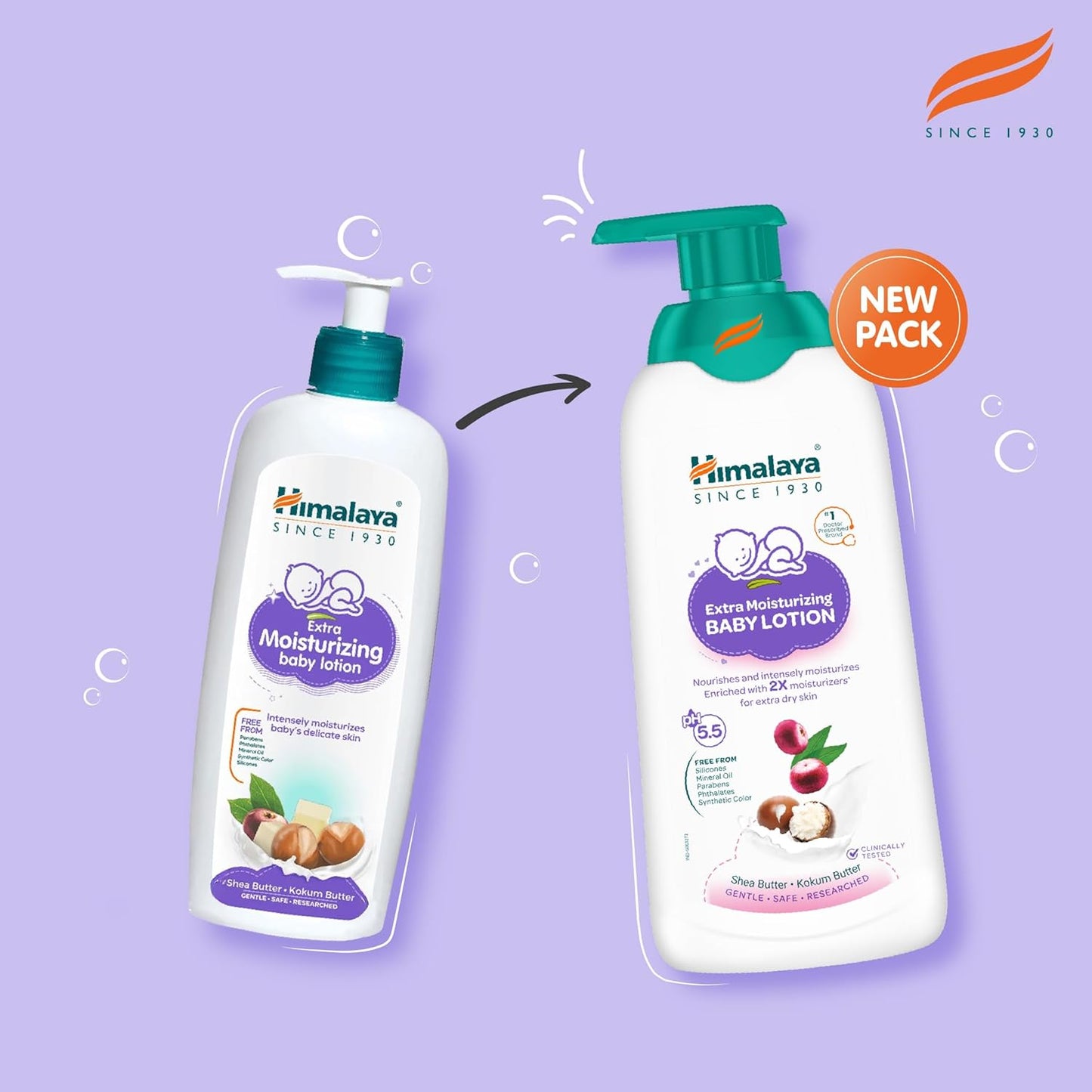 Himalaya Extra Moisturizing Baby Lotion 400ml | with Shea Butter, Olive Oil & Kokum Butter | Intensely moisturizes baby's delicate skin