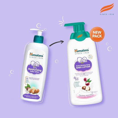 Himalaya Extra Moisturizing Baby Lotion 400ml | with Shea Butter, Olive Oil & Kokum Butter | Intensely moisturizes baby's delicate skin