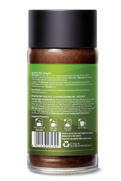 Continental Speciale | Hazelnut Flavoured Coffee | 50 gm Jar | Makes 25 Cups | Instant flavored coffee powder for both Hot & Cold Coffee | Medium Roast