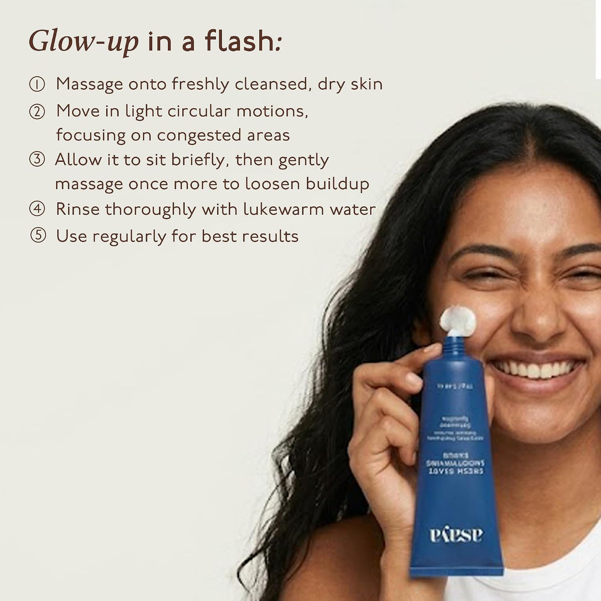 Asaya Fresh Start Smoothening Scrub | Face Exfoliator for Instant Glow-Up | Exfoliating Face & Body | AHA BHA | Dead Skin Remover for Pores, Blackheads & Uneven Skin - 70gm