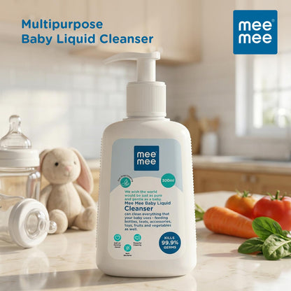 Mee Mee Liquid Cleanser 300 ml | Anti-Bacterial Formula Kills 99.9% Germs | For Bottles, Nipples, Accessories, Toys, Fruits & Vegetables | Alcohol-Free, Dermatologically Tested