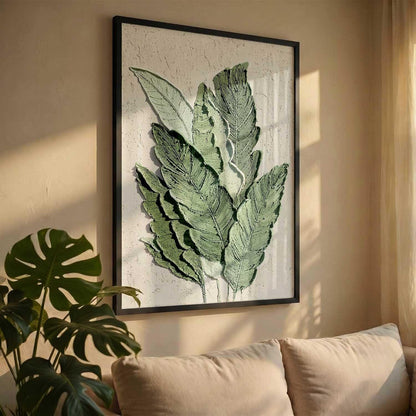 Floral Art leaf Wall Painting Home Decoration With Frame For Living Room Bed Room Hotel Wall Decor Digital Reprint Engineered Wood (13X17 INCH)