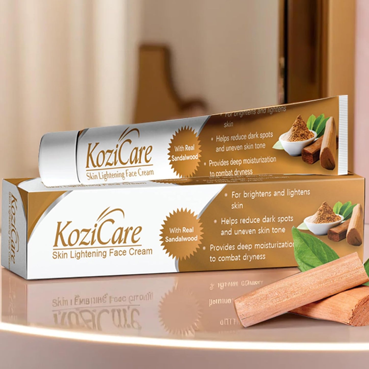 Kozicare Kojic Acid Cream | Real Sandalwood | Moisturizer For Dry Skin | Detan | Tan Removal | Face For Summer Daily Use| Face For Women & Men - 15gm