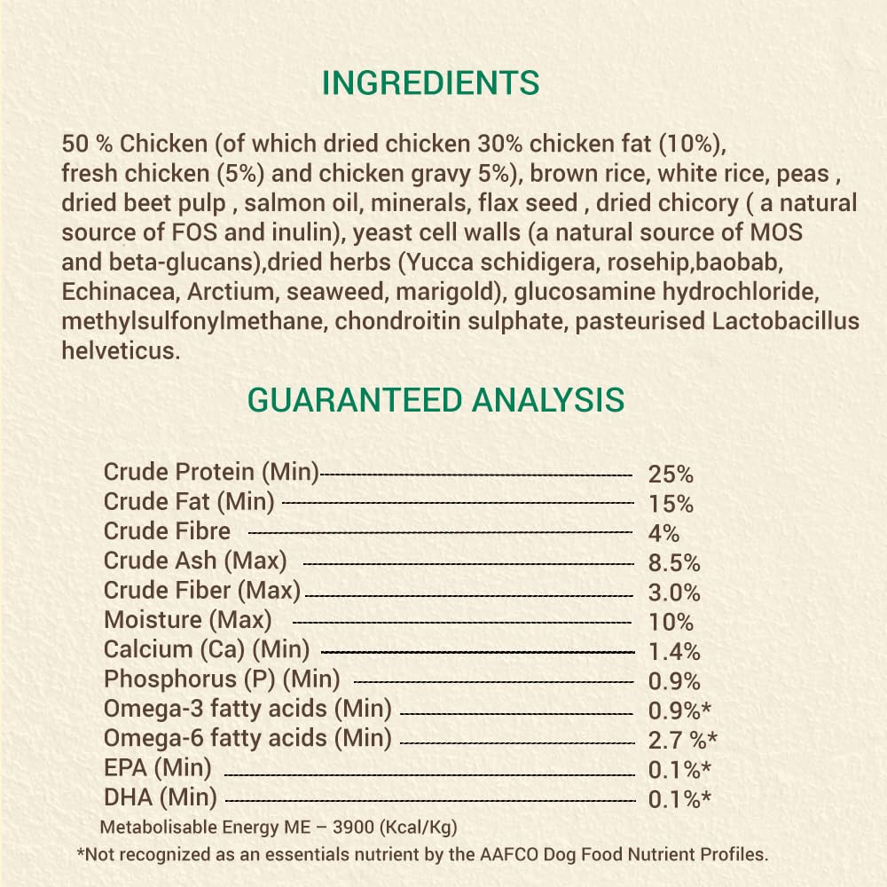 Brunos Adult Chicken Recipe Dry Dog Food - 250g (Pack of 1) | for All Breeds & Sizes | Fresh Chicken | Single Animal Protein with Salmon Oil & Herbs |25% Protein & 15% Fat | Supports Immunity
