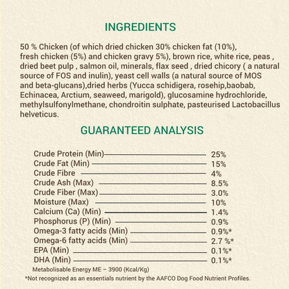 Brunos Adult Chicken Recipe Dry Dog Food - 250g (Pack of 1) | for All Breeds & Sizes | Fresh Chicken | Single Animal Protein with Salmon Oil & Herbs |25% Protein & 15% Fat | Supports Immunity
