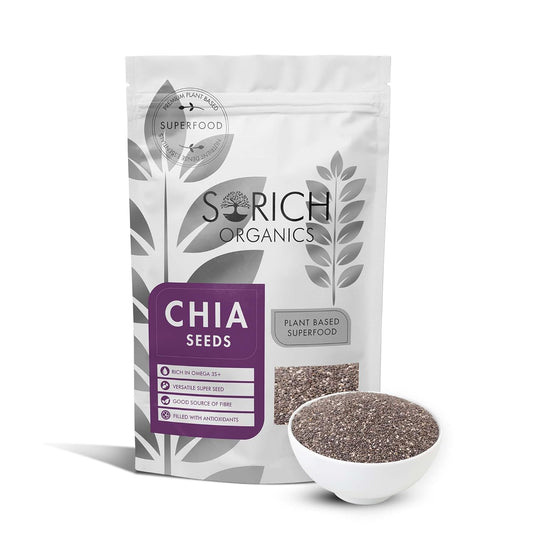 Sorich Organics Raw Chia Seeds for Eating Hair Growth | Morning Breakfast Healthy Snacks | Rich in Fiber & Omega-3 | Diet Food