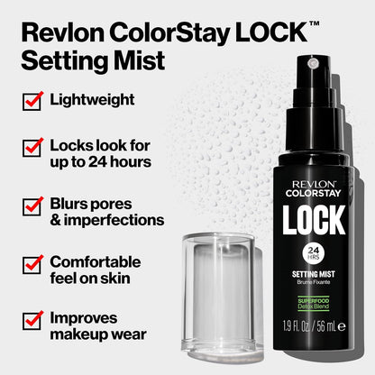 Revlon Colorstay 24 Hr Lock Setting Mist, Keeps Face Makeup from Melting & Fading, Mattifying, Blurring & Oil Absorbing Spray, Transfer-Proof & Mask Friendly, 56 ml