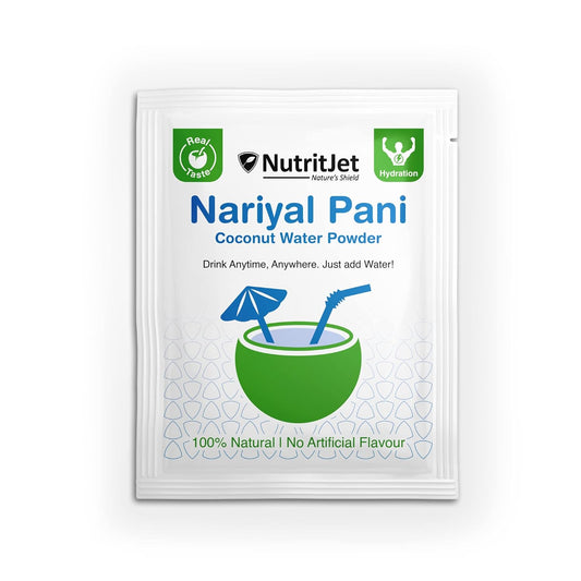 NutritJet Natural Coconut Water Powder [Pack of 50 sachets] for Hydration and Energy Natural Tender Coconut Water Powder