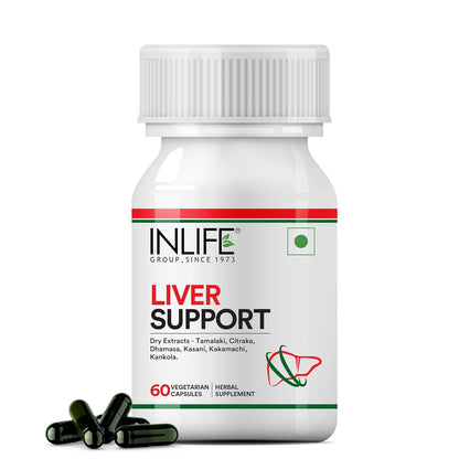 INLIFE Liver Support Supplement with Ayurvedic Herbs | Tamalaki, Citraka, Dhamasa, Kasanai, Kakamachi | Supports Healthy Liver Function for Men & Women - 60 Vegetarian Capsules