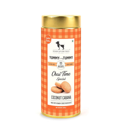 Yummy in My Tummy by HUFT Chai Time Coconut Dog Biscuits – 200 gm | Gluten-Free Vegetarian Crunchy Treats for Puppies & Adult Dogs | Healthy Snack | Suitable for All Breeds Dogs