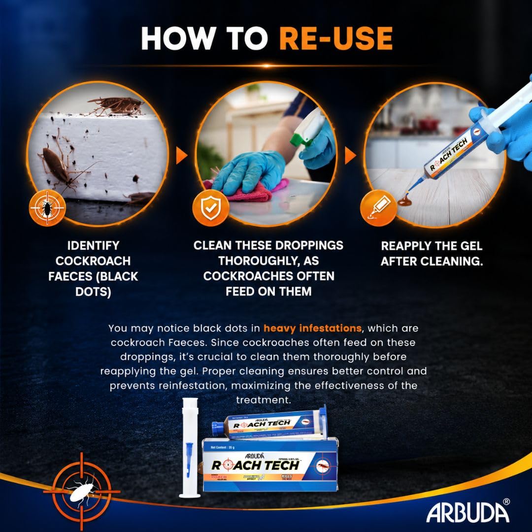 Arbuda Roach Tech Gel for Cockroach Control | Fast Acting Gel Bait | Colony Destroyer | Ready to Use (35g, Pack of 1)