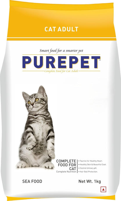 Purepet Adult Dry Cat Food Sea Food Flavour, 1 kg Pack