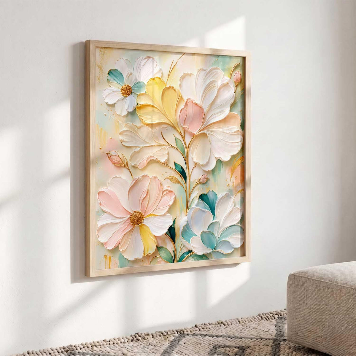 Aesthetic Flowers Modern Art Wall Painting | Home Decoration Floral Painting With Frame For Living Room Bedroom Wall Decor | Digital Reprint Set of 1 Size (13X17 INCH)