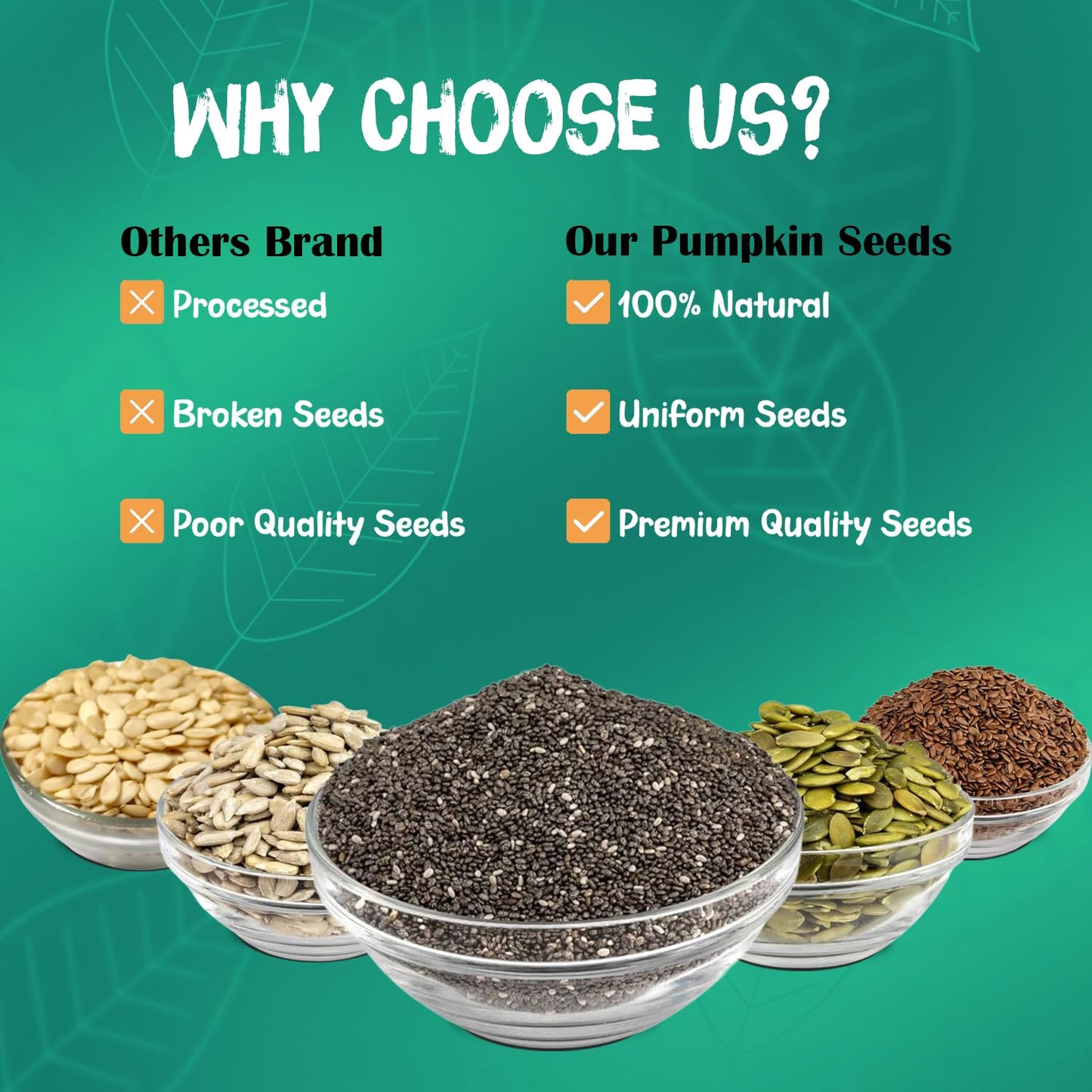 NutroVally Mix Seeds (200g) 5-in-1 Seeds Combo of Flax, Chia, Pumpkin, Watermelon & Sunflower Seeds | Superfood for Weight Management | Plant-Based Healthy Diet Snacks - Jar (200g)