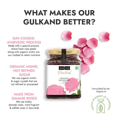 Kapiva Organic Gulkand 300gms (Rose Petal Jam) | 100% Natural | Sun-Cooked Damask Roses