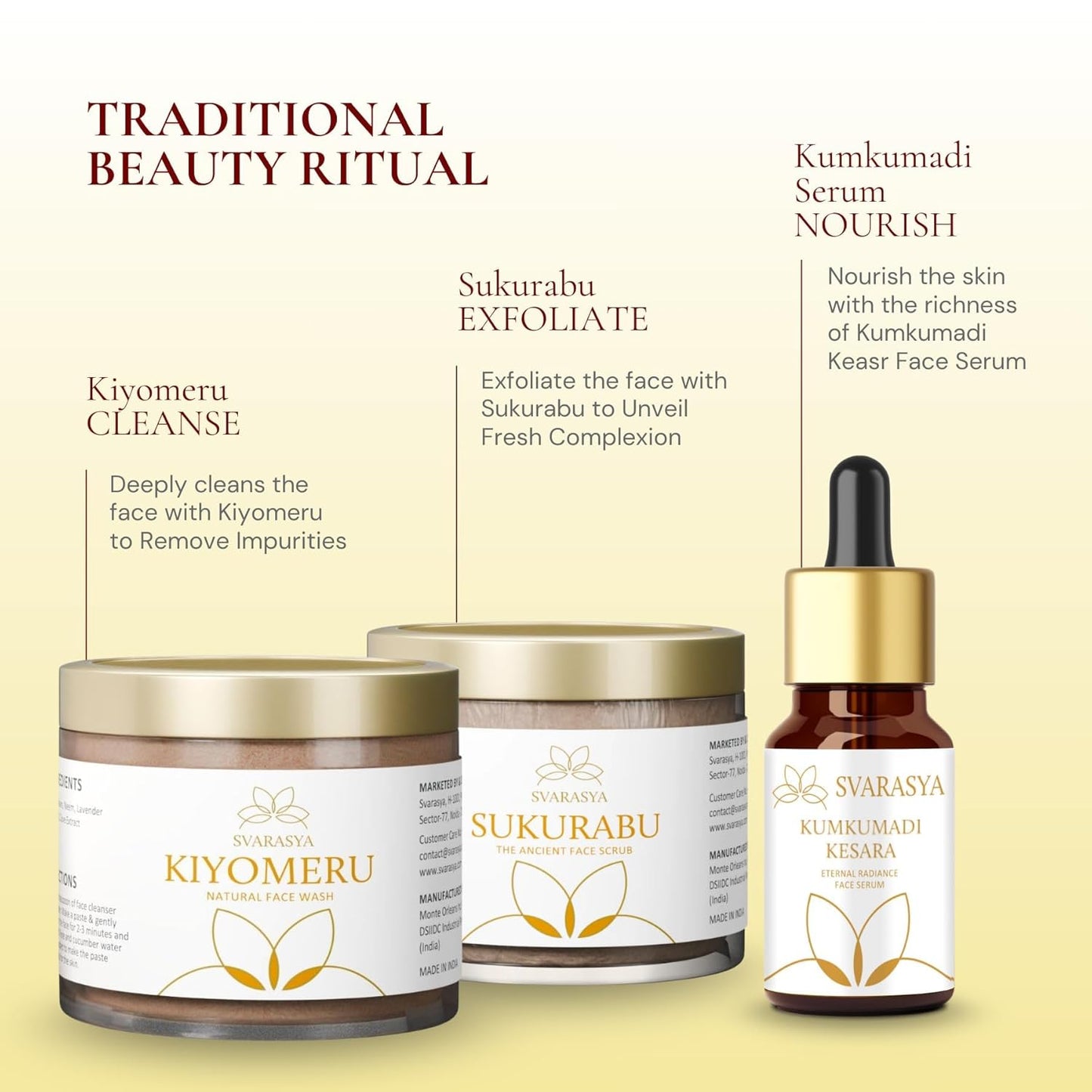 Svarasya Kumkumadi Tailam Face Oil - 12ml Ayurvedic Kumkumadi Oil with Saffron & Sandalwood - Helps Reduce Signs of Aging | For Radiant Skin | For Men & Women | All Skin Types