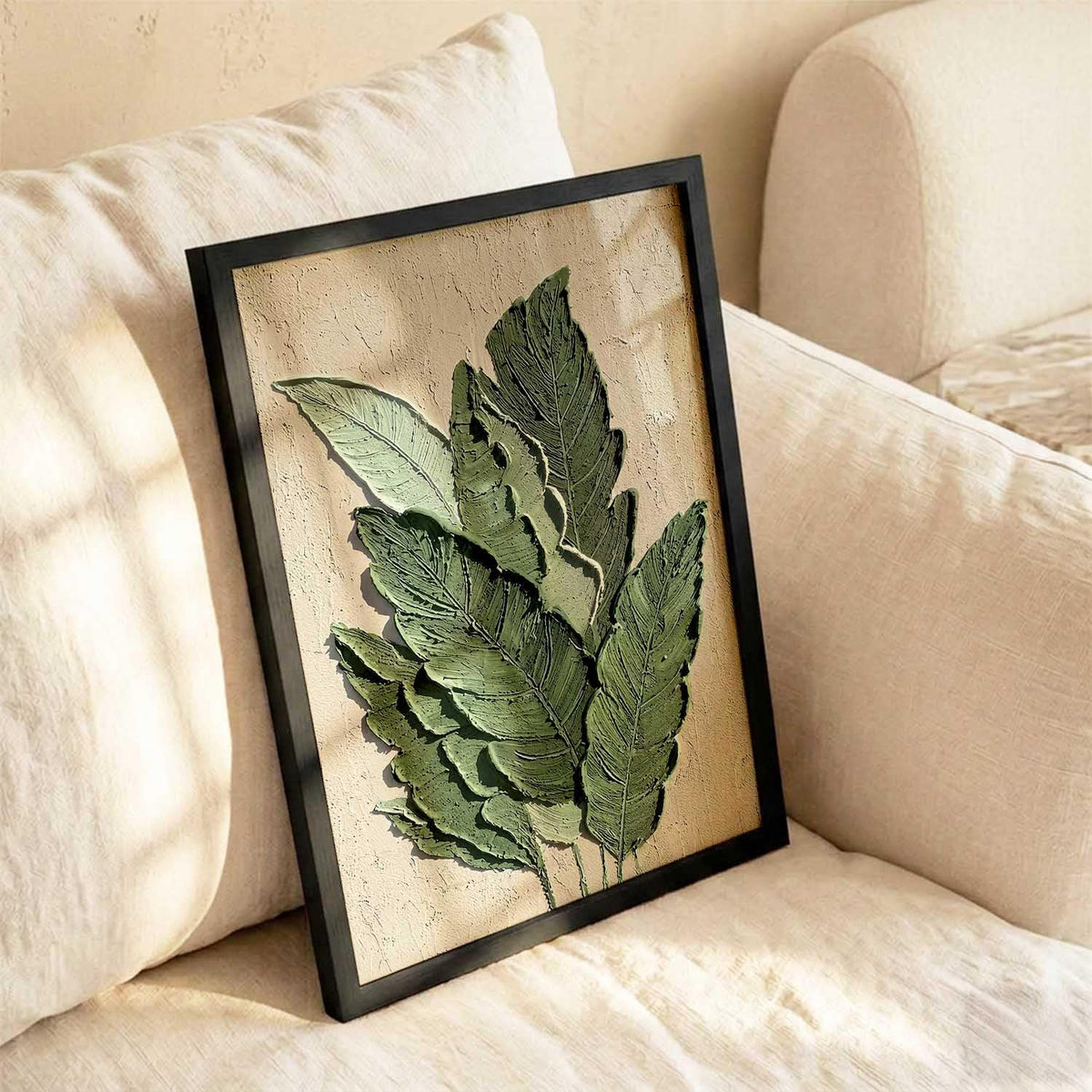 Floral Art leaf Wall Painting Home Decoration With Frame For Living Room Bed Room Hotel Wall Decor Digital Reprint Engineered Wood (13X17 INCH)