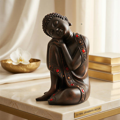 Buddha Idol Statue | Show Pieces for Home Decor Living Room (Antique Copper)