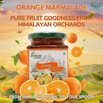 Delicia Delights Orange Marmalade – 350g | Made with Real Oranges | Tangy & Natural Fruit Spread | Produced in the Pristine Himalayan State of Uttarakhand