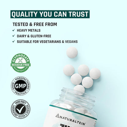 Naturaltein Zinc Monomethionine 60 mg | 17 mg Elemental Zinc per Tablet | Supports Immune Health, Antioxidant Protection & Skin Wellness | 30 Count