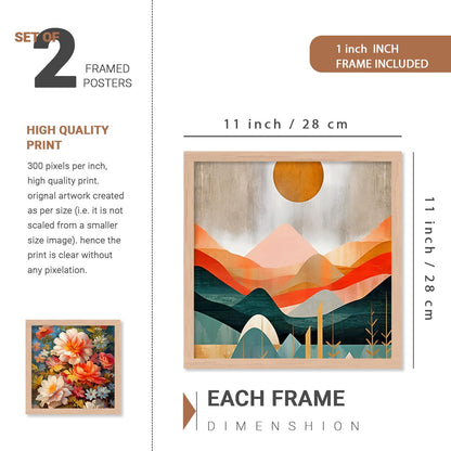 Premium Digital Paintings with Frame for Home Decoration - Painting for Living Room Bedroom Office - Painting for Wall Decoration - Pack of 4 (F)