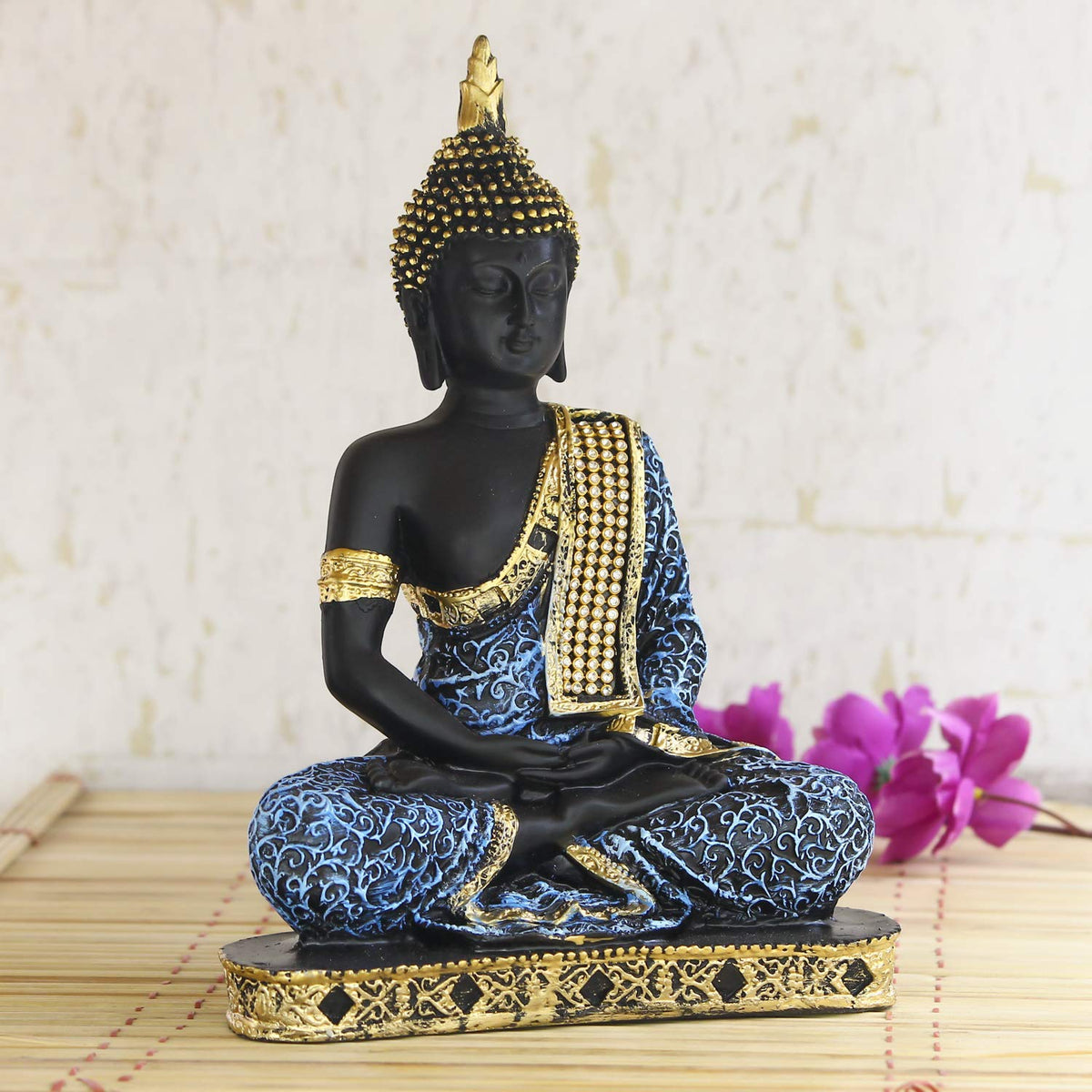 Polyresin Sitting Buddha Idol Statue Showpiece for Home Decoration, Pooja Room, Office Desk, Living Room & Gift Items | Meditating Buddha Figurine for Spiritual & Zen Décor