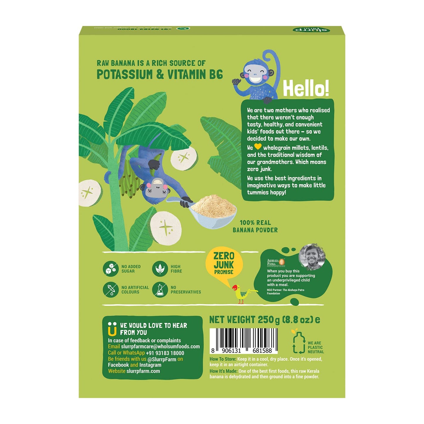 Slurrp Farm Nendran No Added Sugar Raw Banana Powder from Kerala | No Salt, No Milk and No Preservatives | Easy to Digest Cereal, 250 g