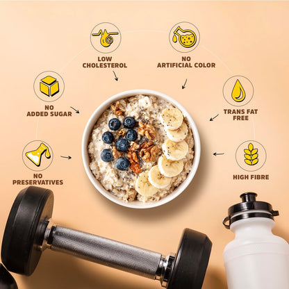 MuscleBlaze Fit High Protein Oats (Unflavoured, 1kg) | 23g Protein | Breakfast Cereals for Weight Management