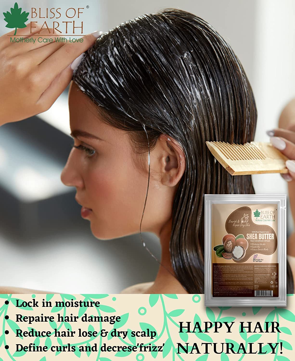 Bliss of Earth Organic Raw Shea Butter, 100% Raw and Unrefined Shea Butter, for Hair & Skin, 100% Pure and Natural, Deep Moisturizing, 100 g, Ivory (100 gm)