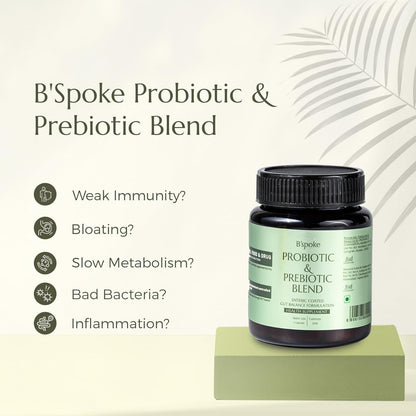B'spoke Probiotic & Prebiotic Blend – 60 Billion CFU High-Potency Probiotics for Digestive Health, Immunity & Microbiome Balance | Advanced Gut Health with 11 Multi-Strain Blend in Enteric-Coated Veg Capsules