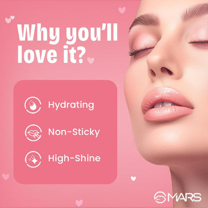 MARS Candylicious Sheer Lip Gloss for Women | Hydrating & High Shine | Lightweight | Non-Sticky | Enriched with Vitamin-E, Hyaluronic Acid & Avocado Ester (4.0ml) (09-MAGIC POP)