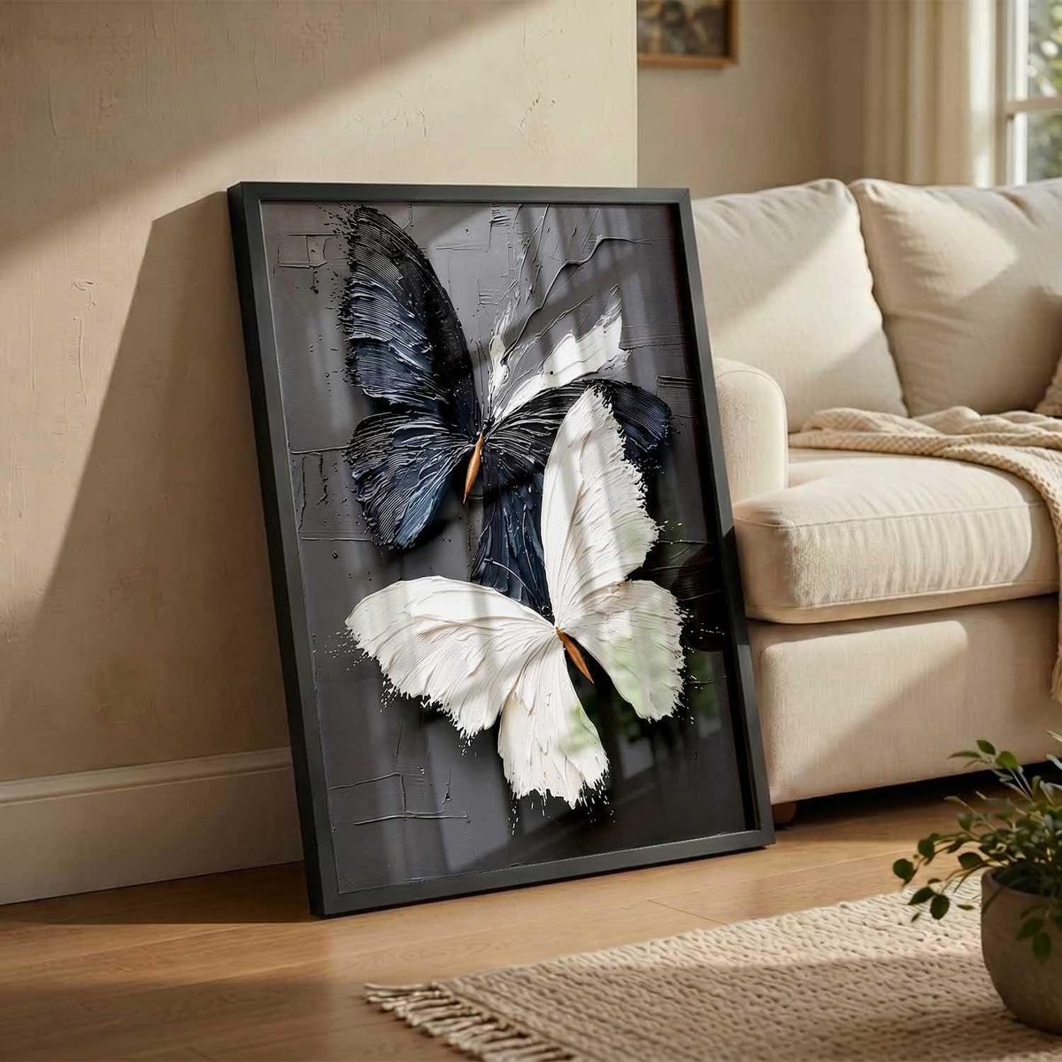 Butterfly Art Wall Painting Home Decoration With Frame For Living Room Bed Room Hotel Wall Decor Digital Reprint Engineered Wood (13X17 INCH)