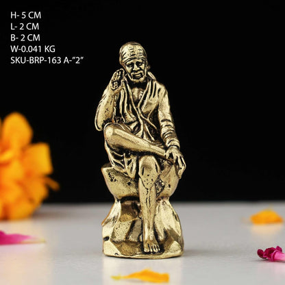 Brass 2" Sai Baba Statue | Symbol of Faith and Blessings | Sai Baba Murti Hindu God Idol Figurine Perfect for Decoration Puja & Gifting Purpose Sculpture (Weight- 40gm)