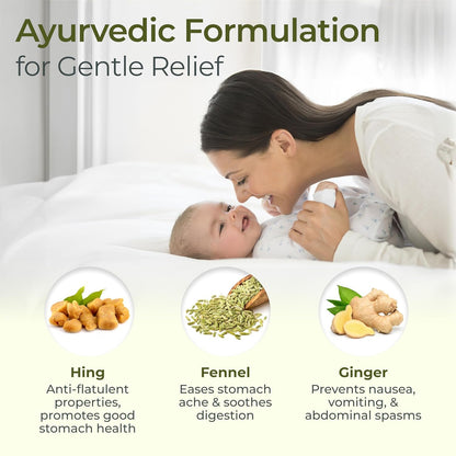 Luvlap Naturals Baby Tummy Roll On Oil (40ml) for Colic & Gas Relief, Relieves Constipation & Indigestion with Hing, Ginger & Fennel (Saunf), Alcohol free, Dermatologically tested Ayurvedic medicine