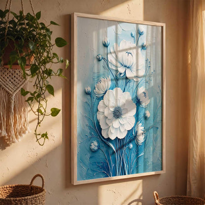 Aesthetic Flower Art Painting with Frame | Floral Wall Painting With Frame | Textured Digital Reprint For Home Decor Living Room Bedroom Wall Decor Set of 1 Size (13X17 INCH)