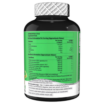 Supplement bottle with nutritional information label on a white background