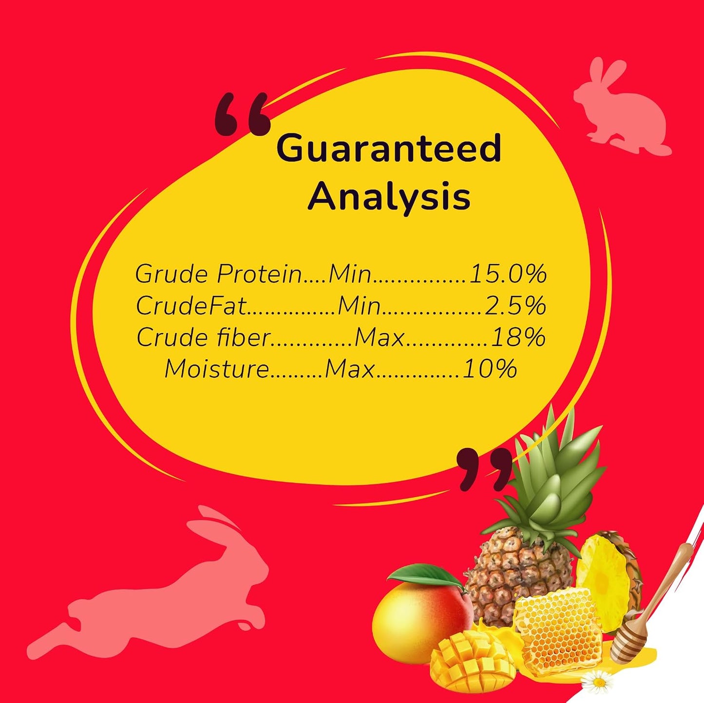 Petslife Premium Rabbit Food 1kg, High Protien Added with Fiber & Essential Nutrients Pellet Food, Balanced Nutrition Diet for Small & Adult Bunnies, Suitable for All Ages., Honey & Fruits Flavour