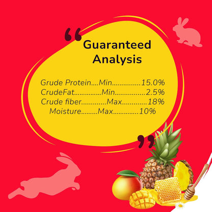 Petslife Premium Rabbit Food 1kg, High Protien Added with Fiber & Essential Nutrients Pellet Food, Balanced Nutrition Diet for Small & Adult Bunnies, Suitable for All Ages., Honey & Fruits Flavour