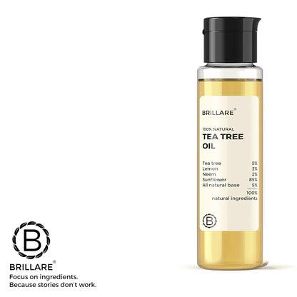Brillare 5% Tea Tree Oil for Dandruff & Itchy Scalp | Removes Dandruff from Roots | 100% Natural, Preservative-Free with Tea Tree, Lemon & Neem
