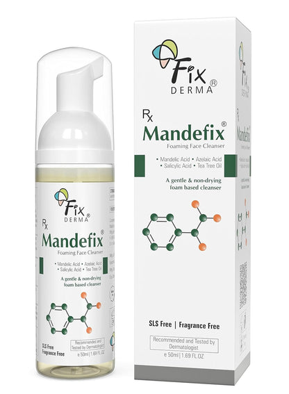 Fixderma 2% Salicylic Acid Mandefix Foaming Cleanser for Men & Women | Nondrying Cleanser, Exfoliator, Reduces Skin Ageing | Salicylic Acid Face Wash for Sensitive and Acne Prone Skin - 50ml
