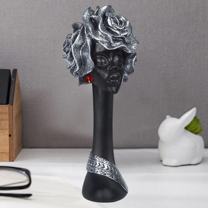 Home Decor Resin African Lady Showpiece (Black, Pack of 1)