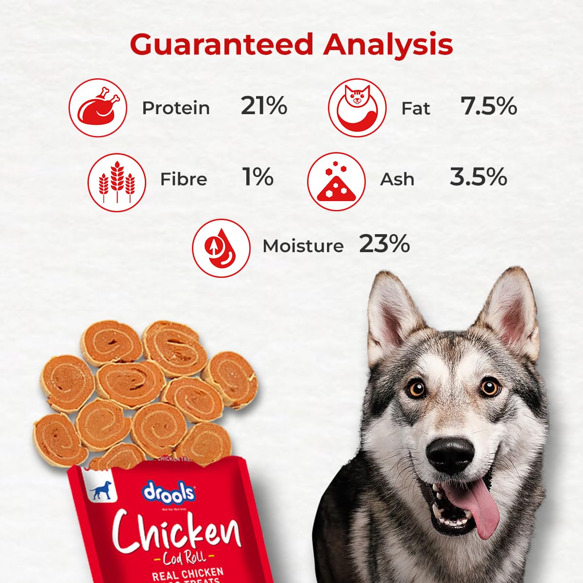 Drools Adult & Puppy Dog Cod Roll Treats 70g | Real Chicken Flavour | Rich in Protein | No Artificial Preservatives | Best for Training & Bonding | All Breed