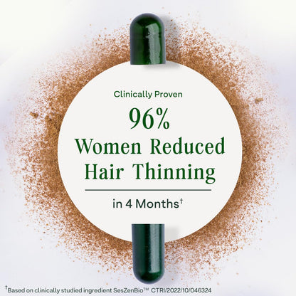OZiva+ Advanced Hair Growth Actives | Reduces Thinning Hair & Improves Scalp Coverage | Scientist Formulated with Pure Plant Actives | No side effects for Women | 90 Caps