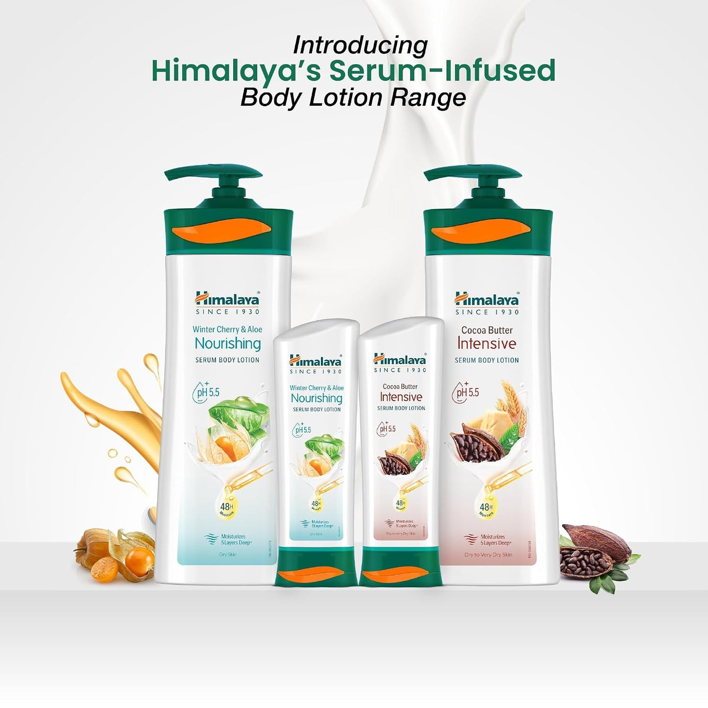 Himalaya Cocoa Butter Intensive Serum Body Lotion| 200ml| Wheat Germ Oil |For Dry Skin| 48 H Moisturization| Repairs Dry Skin From Day 1| pH 5.5| Moisturizes 5 Layers Deep